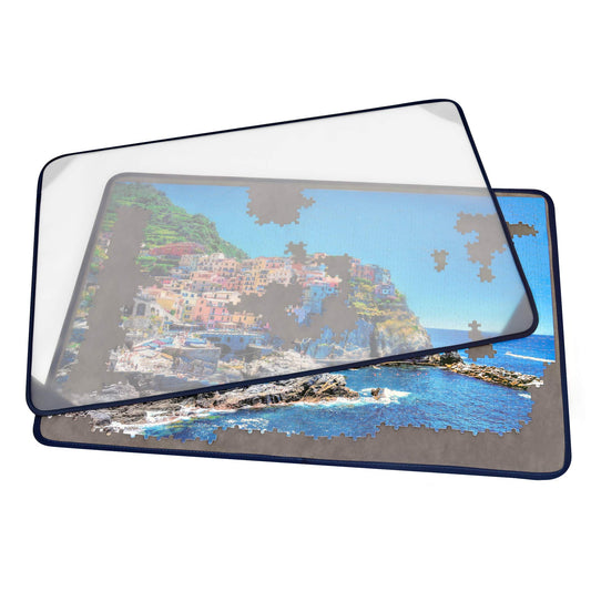 Tektalk puzzle board with dustproof cover keeps unfinished puzzles protected.