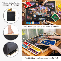 Tektalk puzzle table with cover protects puzzle from dust