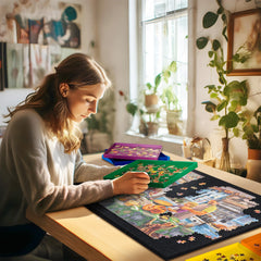 Tektalk portable puzzle table fits on desks, coffee tables, or beds.