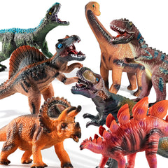TEMI 7-piece dinosaur set packaging shown, ideal for party planning and gift ideas.