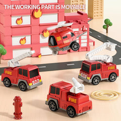 TEMI Fire Trucks ladder truck with rotating ladder for pretend rescues