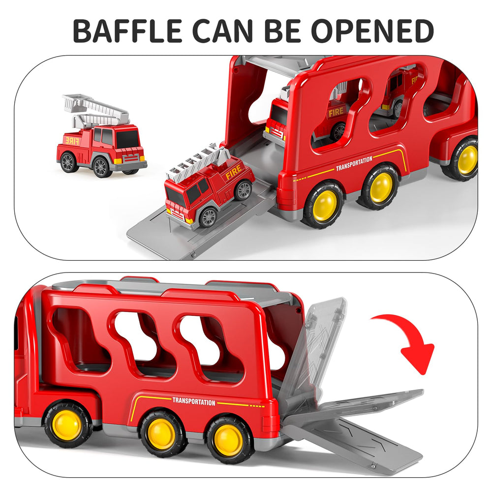 TEMI Fire Trucks rod insertion feature supports hands-on play and fine motor practice