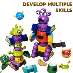 TEMI magnet robot toy horn monster encourages creative stacking and exploration