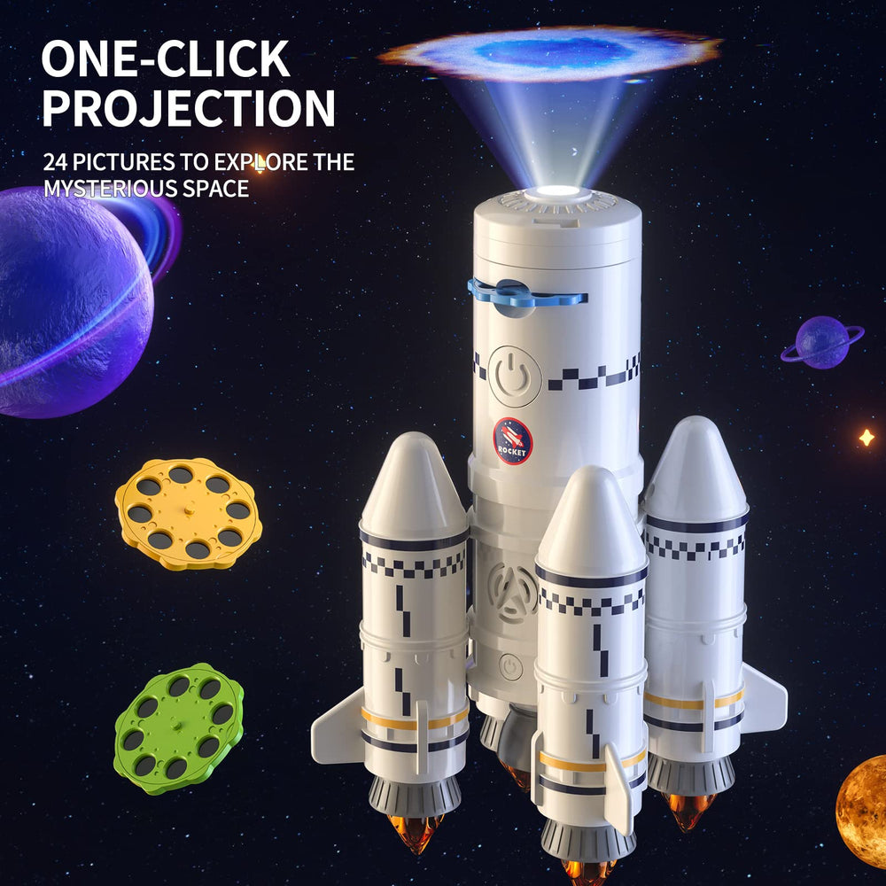 TEMI projection lamp rocket provides space-themed visuals and ambient night lighting