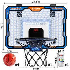 TEMI seven LED lights illuminate the hoop and scoreboard for quick, engaging matches.