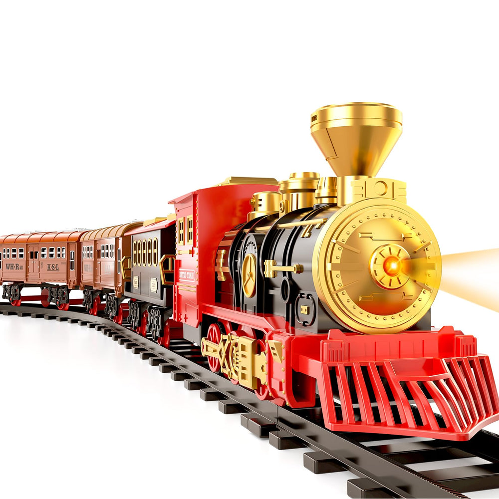 TEMI Train Set steam engine with LED headlights for realistic play