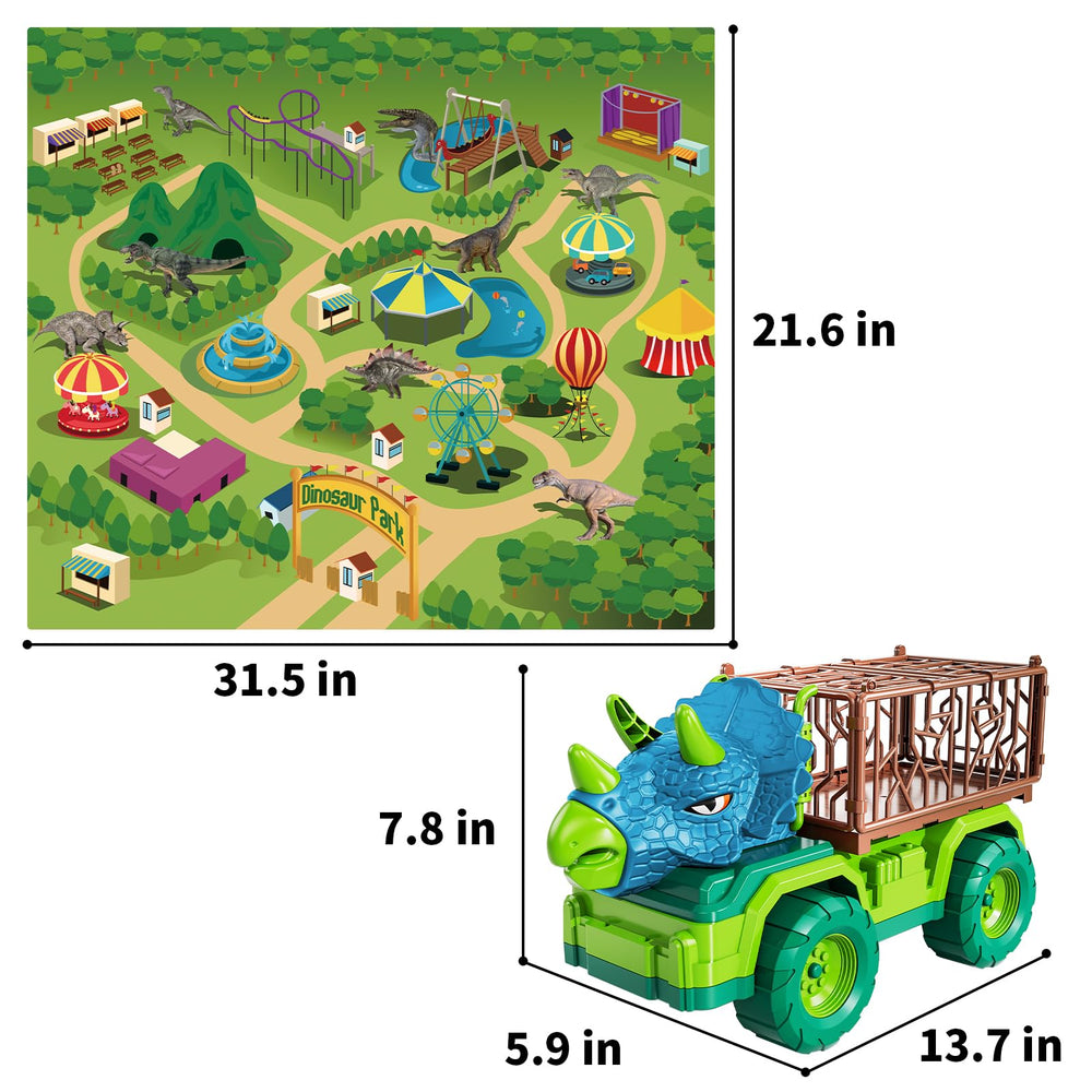 TEMI Triceratops-head truck highlighting interactive capture play.