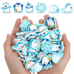 Tenare winter erasers snowflake: bright double-sided design for classroom rewards and party favors