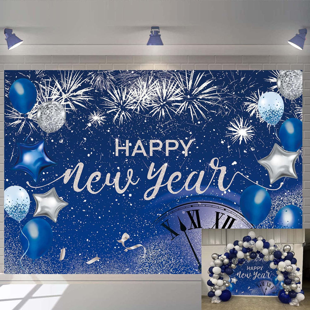 TENCOW blue Happy New Year backdrop 2026 ideal for party photos and entrances.