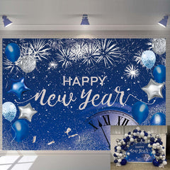 TENCOW blue Happy New Year backdrop 2026 ideal for party photos and entrances.