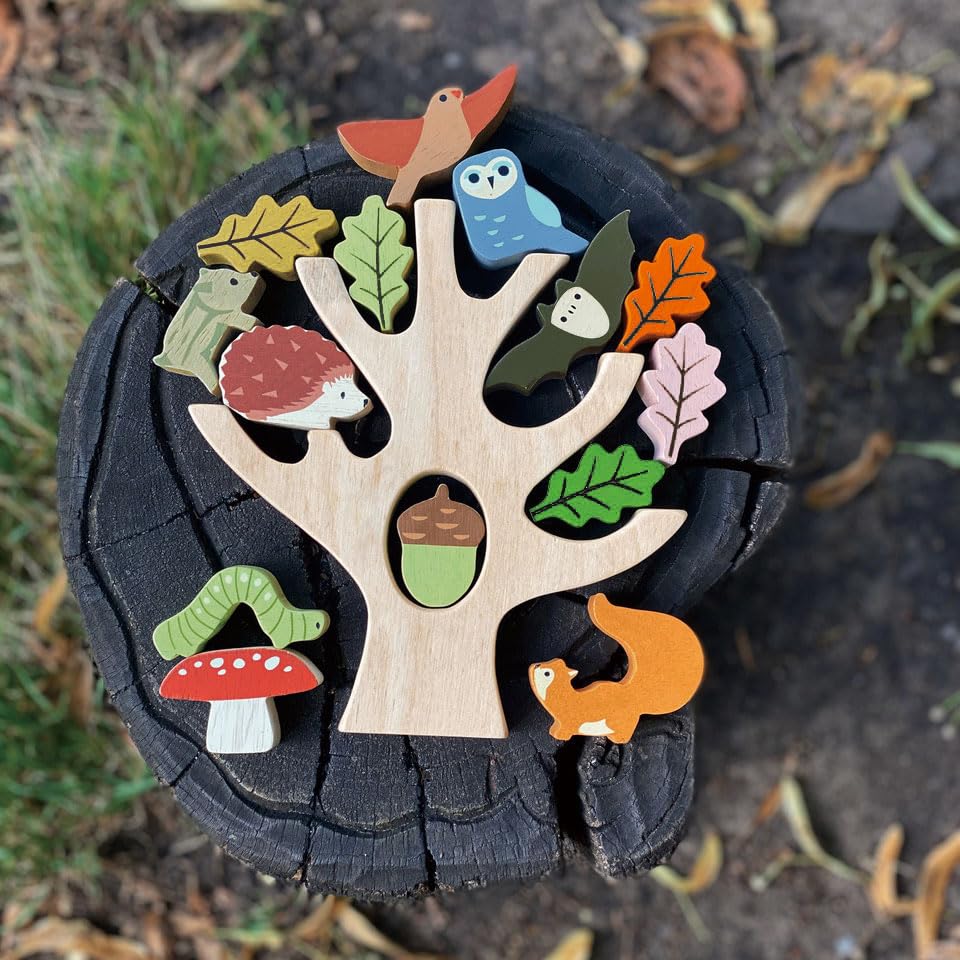 Tender Leaf Toys forest set emphasizes safe, sturdy wood for toddlers' growing confidence.