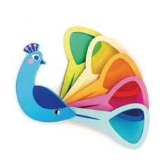 Tender Leaf Toys Peacock Colors renewable rubberwood construction and non-toxic finishes.