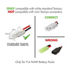 Tenergy charger with LED indicators clearly shows charging status for NiMH/NiCd packs