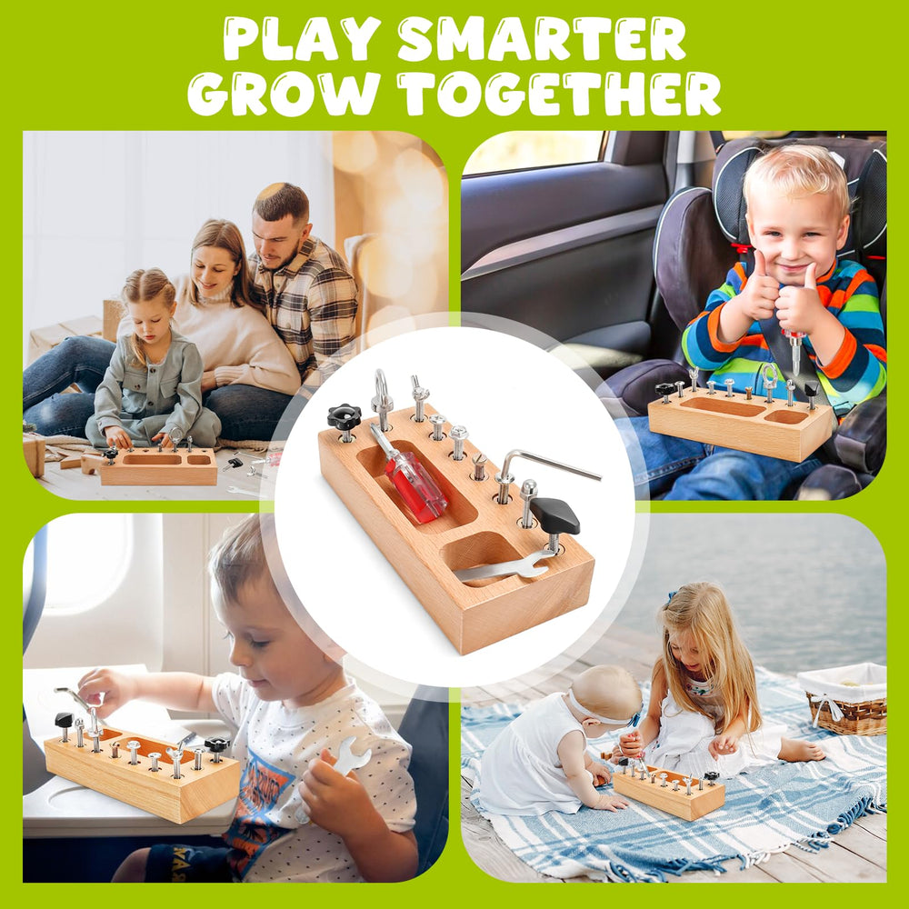 TenFans child practicing fine motor skills on the screwdriver board