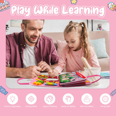 TenFans travel-friendly Busy Board with handle for on-the-go play.