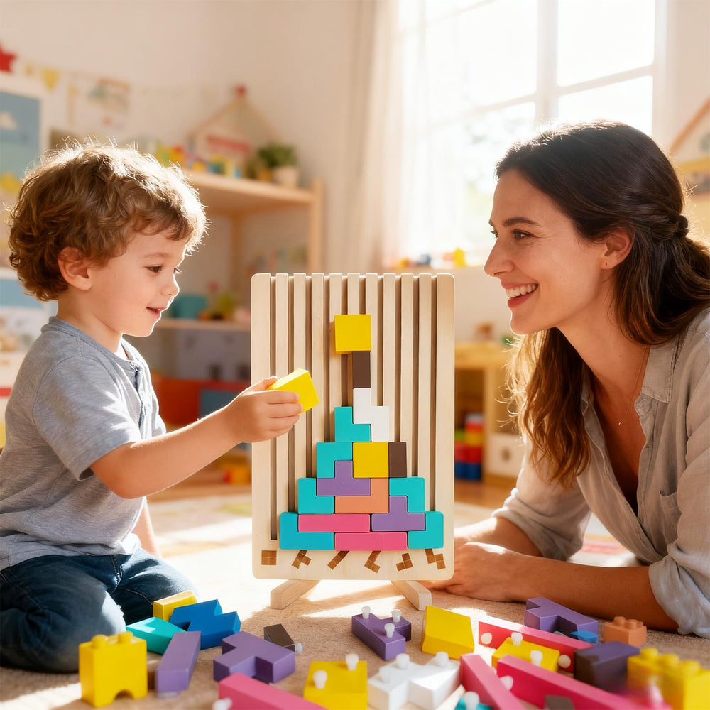 Tengantongda Russian blocks with pattern cards guide challenges and creativity.