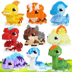 TENYEAH 9-pack mini dinosaur set with assembly instructions for creative building
