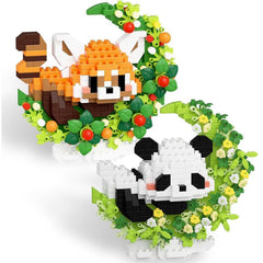TENYEAH red panda 2-pack on moon scene, a calming desk ornament for adults.