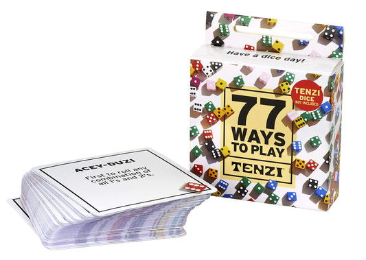 TENZI 77 Ways card set cover, ideal for quick party play and easy setup.