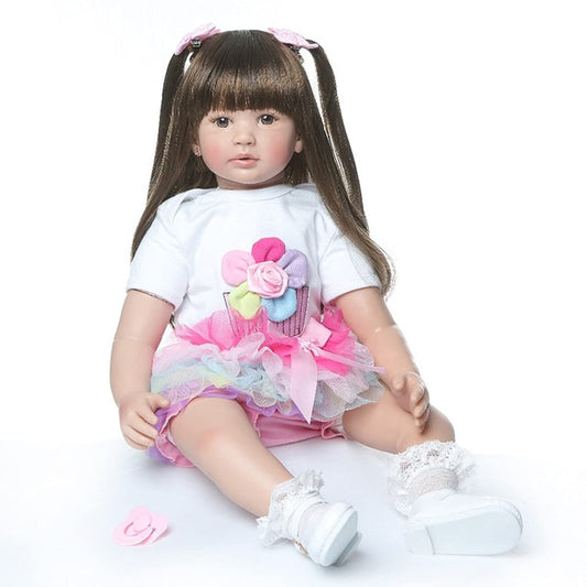 TERABITHIA 24-inch doll face with brown eyes, ideal for photography displays.