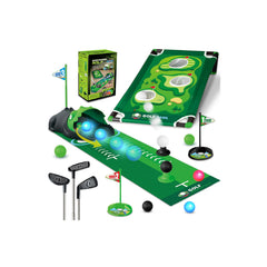 Terramus 3in1 Kids Golf Set with dinosaur auto ball returner for backyard practice.