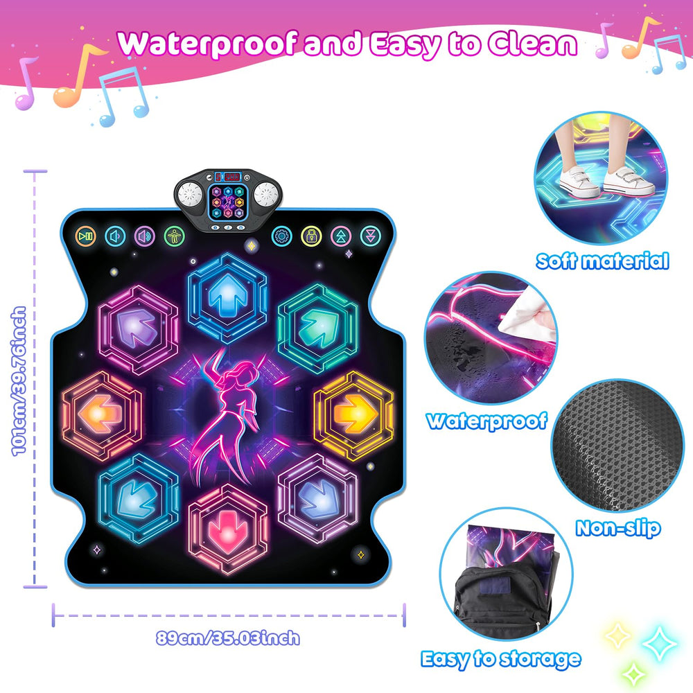 Terramus dance mat oversized surface promotes comfortable movement and safe play.