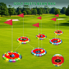 TERRAMUS Outdoor flags keep targets secure on lawn or sand.
