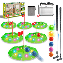 TERRAMUS Light Up Golf Set with 6 LED targets illuminates night play in your backyard