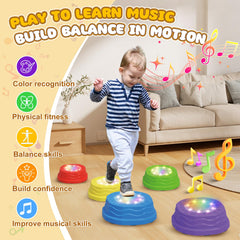 Terramus stackable stepping stones store neatly after indoor or outdoor play.