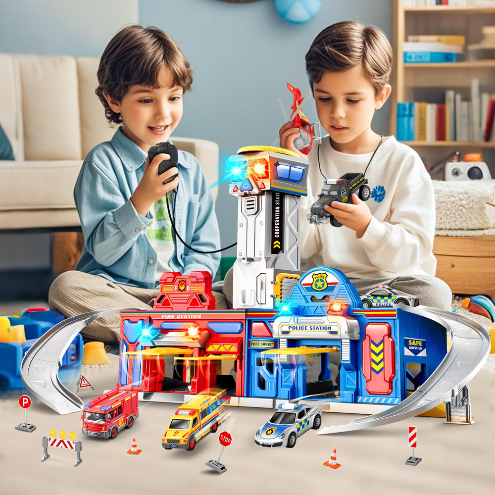 Terrarmus city action track fire station for dramatic rescue scenes