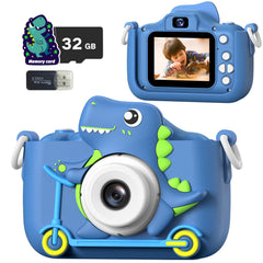 Teslahero Kids Camera blue front view, beginner-friendly photography for kids.