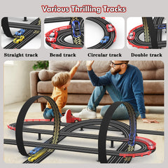 Teslala four high-speed cars glide on the track for exciting pretend race play.