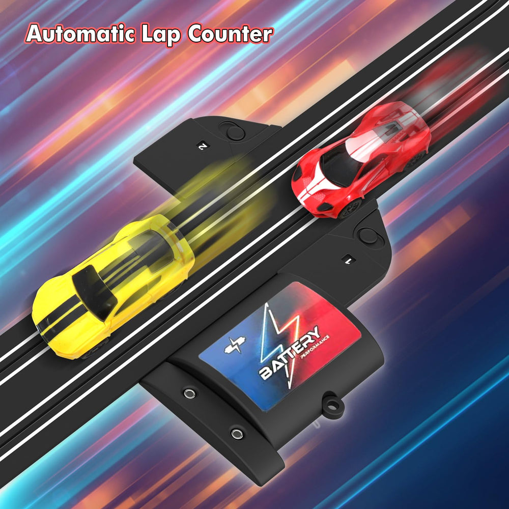 Teslala easy-lock track system clicks together for quick setup and stable racing.