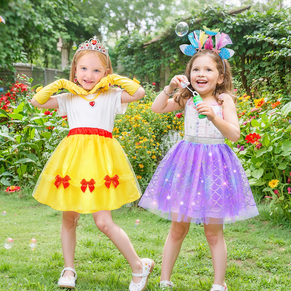 Teuevayl blue princess dress with cape and snowflake details for pretend adventures