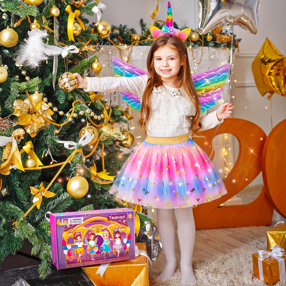 Teuevayl yellow princess dress with rainbow accents for sunny pretend play