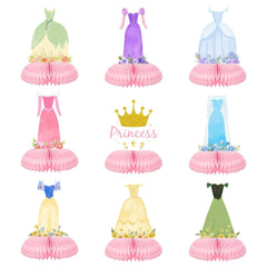 Tewess Princess honeycomb centerpiece set on a magical birthday table.