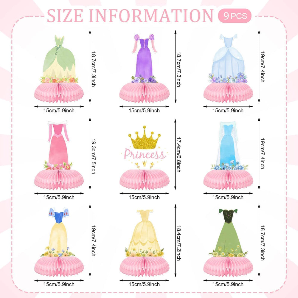 Tewess Princess honeycomb centerpieces brighten party tables for photos.