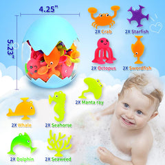 Texviko ocean animal figures spark sensory exploration during bath time.