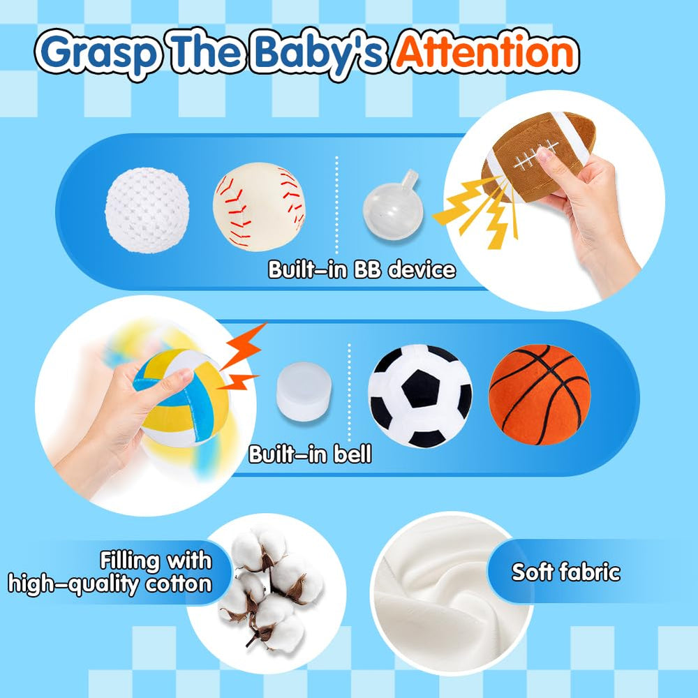 Teytoy plush baseball provides varied texture for sensory exploration.