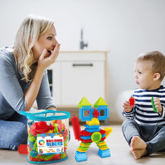 teytoy soft bristle interlocking blocks encourage easy connections and quick disassembly.