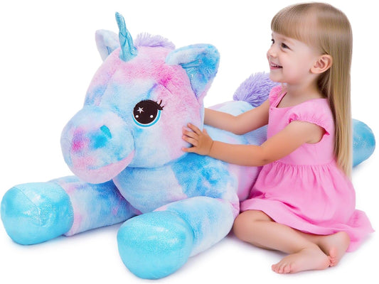 Tezituor 43in giant unicorn for cozy room decor and hugs.