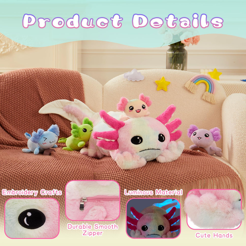 Tezituor axolotl plush soft material offers skin-friendly cuddle.