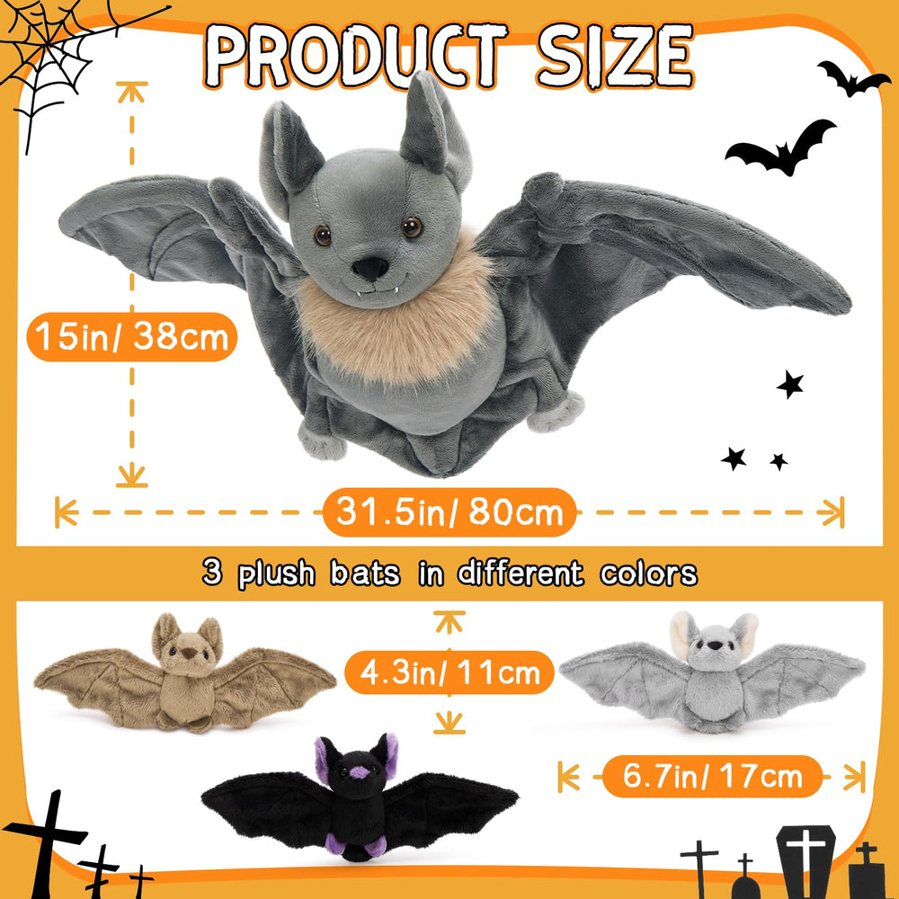 Tezituor bat plush Halloween decor, fluffy wings enhance spooky ambiance.