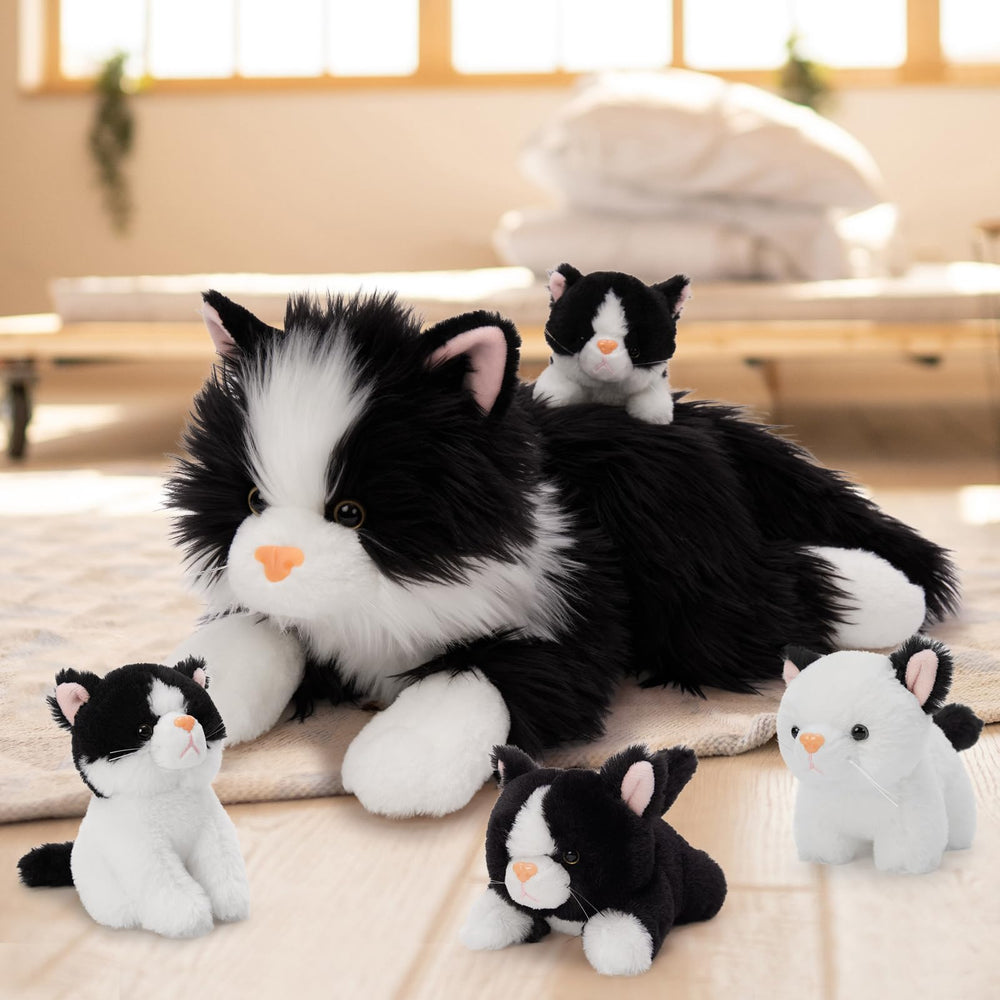 Tezituor cat plush baby kitten 3 inside tummy for pretend friends.