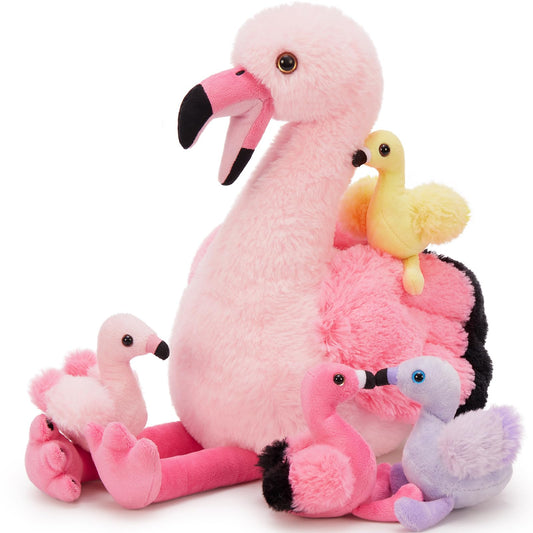 Tezituor flamingo mommy 17.7-inch plush ready for cozy cuddle and playtime.