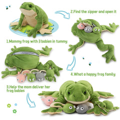 Tezituor giant frog with babies showing a playful family scene for kids