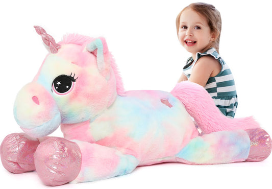 Tezituor giant unicorn 43in body plush perfect for cozy hugs and room decor