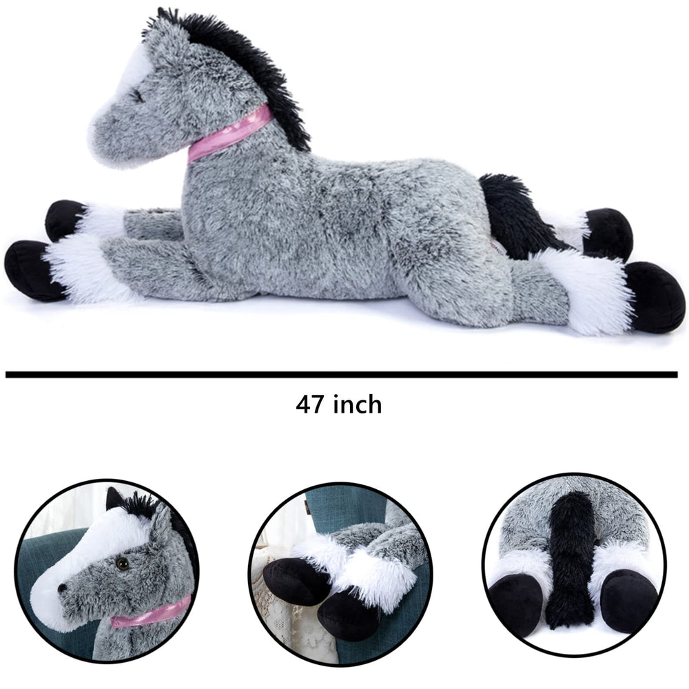 Tezituor horse plush with rein detail adds realistic charm for playtime