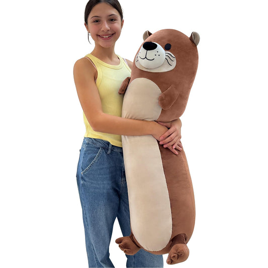 Tezituor long otter plush pillow close-up showing ultra-soft fabric for cozy hugs.