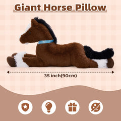 Tezituor realistic horse plush toy with pink reins sparks pretend riding.